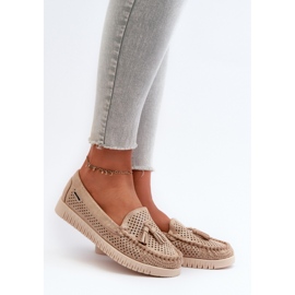 Naisten kultaiset harjakattoiset mokasiinit kultainen 1