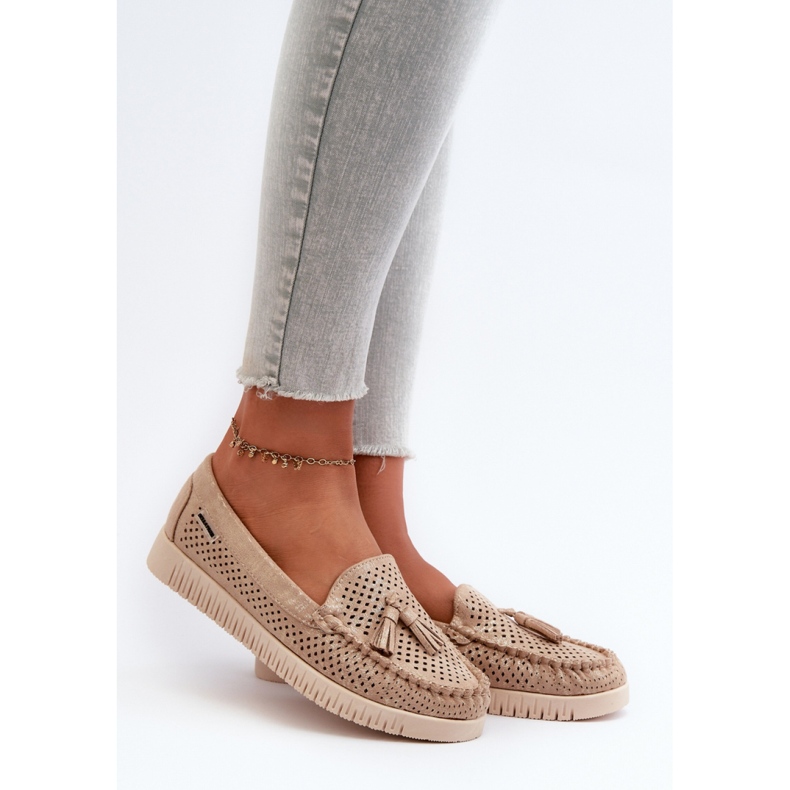 Naisten kultaiset harjakattoiset mokasiinit kultainen 1