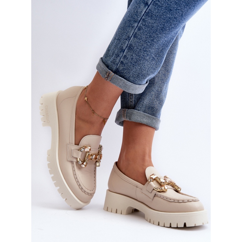 Tyylikkäät Chebello Beiget naisten mokasiinit 2