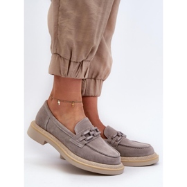 S. BARSKI Naisten mokasiinit harmaalla koristeella 1