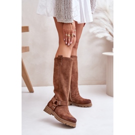 Step in style Saappaat Malli Lewski 3615 Ruskea mokkanahka - Astu tyyliin 1