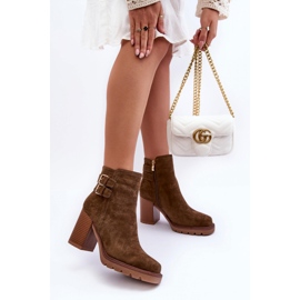 Step in style Saappaat Malli Makeline H8-526 Olive Suede - Astu tyyliin vihreä 1