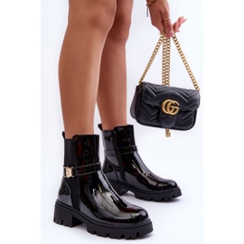 Step in style Chelsea saappaat Malli Elspetia F35-1 Black Lakka - Astu tyyliin musta 1