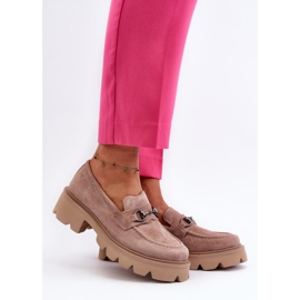 Muodikkaat massiiviset beige-väriset naisten mokasiinit 1