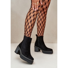 Naisten mokkanahkasaappaat, joissa paksu pohja, musta 1