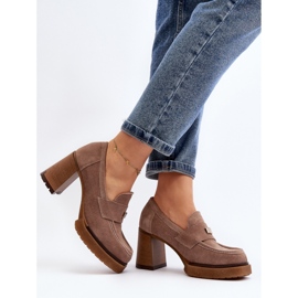 Zazoo Dark Beige mokkanahkaiset korkokengät 2