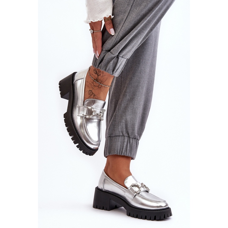 Naisten hopeiset mokasiinit hopea 1