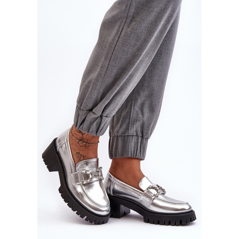 Naisten hopeiset mokasiinit hopea 2