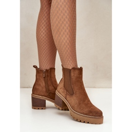 Naisten mokkanahkaiset korkeakorkoiset nilkkurit ruskea 1