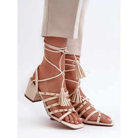 Naisten sandaalit nastoilla 3973, beige 1