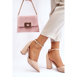 Naisten pumput ekologisesta mokkanahkasta QA203P, beige 2