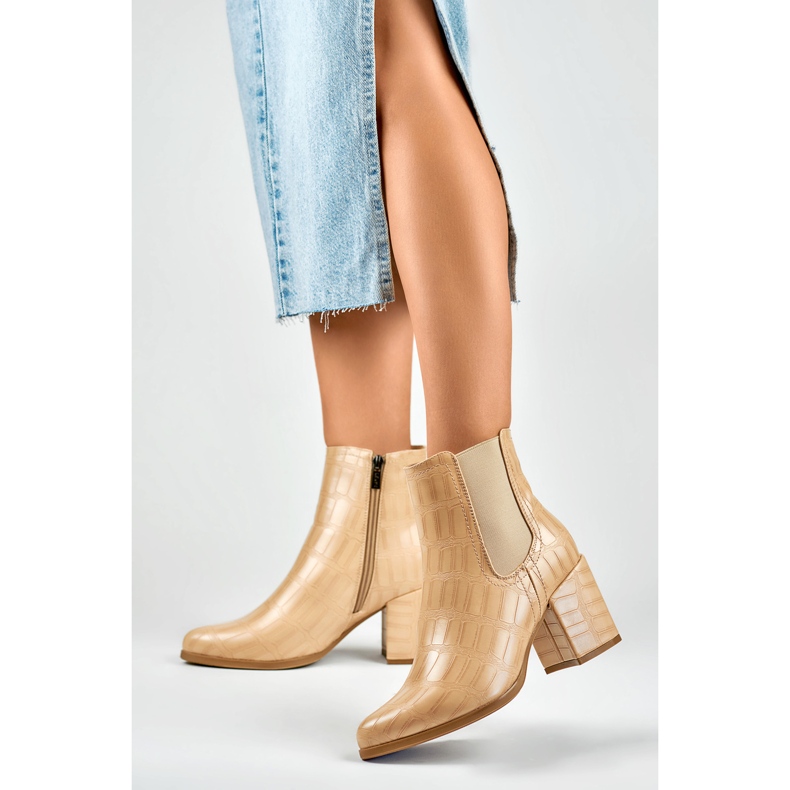 Turkisvuoratut naisten saappaat 260038BE-XC, beige 2