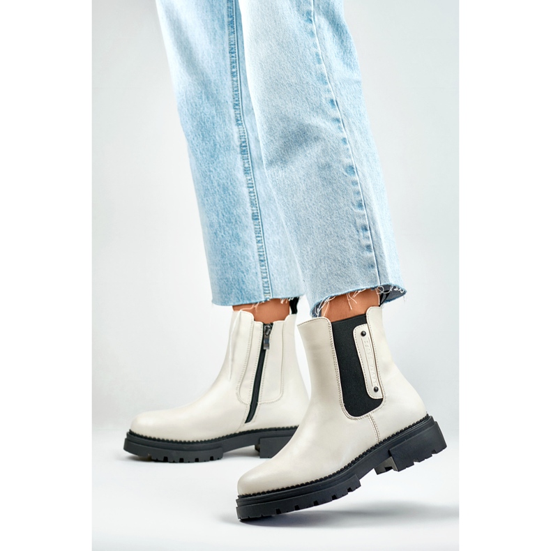 Chelsea saappaat Malli 250004BE-PU Vaalea beige - PRIMO 2