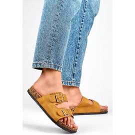 Naisten varvastossut ekologisesta mokkasta 98-179C kamelista ruskea 1