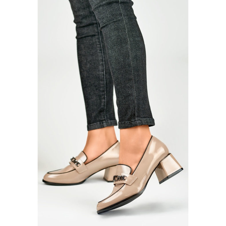 Naisten kengät ketjulla GD-FL470BE, beige 2