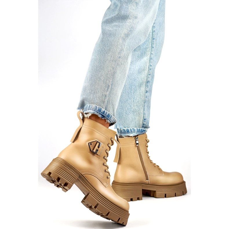 Naisten nahkasaappaat GD-TL55BE, beige 1