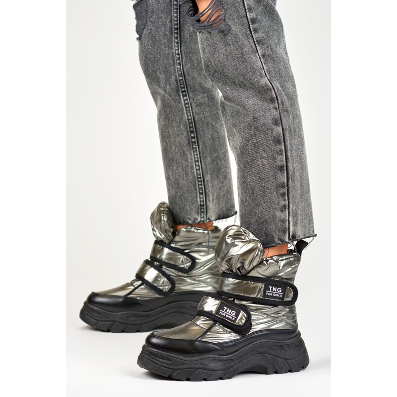 Tarranauhalla kiinnitetyt lumisaappaat 22-PY16062SI harmaa 1 Tarranauhalla kiinnitetyt lumisaappaat 22-PY16062SI harmaa 1