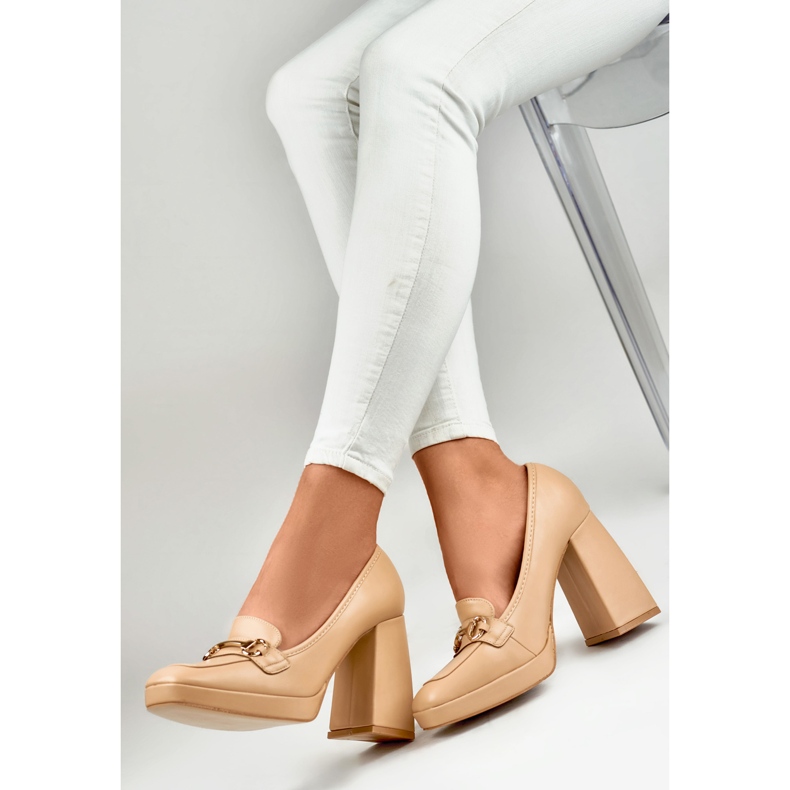 Naisten pumput koristeella M047-NU beige 1