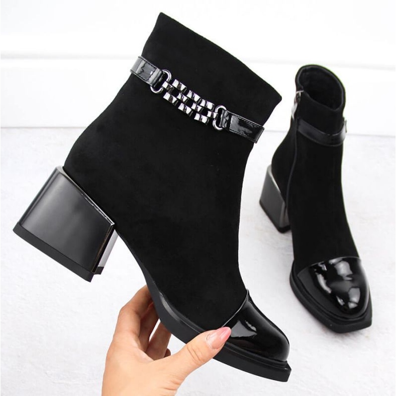 D&amp;A S.Barski nilkkurit, joissa koristeellinen kantapää Premium Collection W MR880-018 OLI269A musta 1