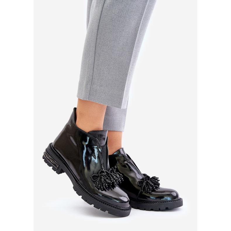 S.Barski Nahkaiset patentoidut nilkkurit koristeeristetyllä D&amp;A LZ42-036 mustalla 1