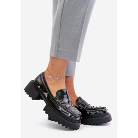 S.Barski Naisten kiiltonahkakengät koristeilla D&amp;A MR880-103 musta 1