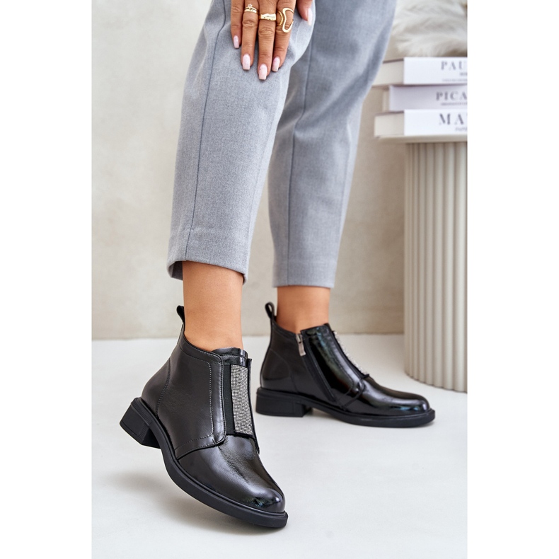 S.Barski Patenttinahkaiset matalat nilkkurit vetoketjukoristeella D&amp;A MR880-142 musta 2