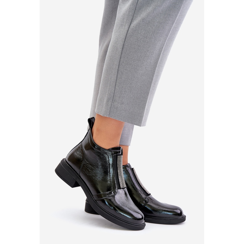 S.Barski Patenttinahkaiset matalat nilkkurit vetoketjukoristeella D&amp;A MR880-142 musta 1