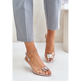 S.Barski Läpinäkyvät sandaalit rintakorulla D&amp;A MR42-031 hopea 2