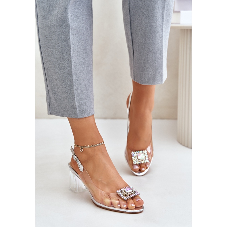 S.Barski Läpinäkyvät sandaalit rintakorulla D&amp;A MR42-031 hopea 2