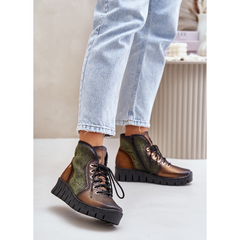 Nahkaiset alusta- ja kiilanilkkurit Maciejka 06702-09 vihreä ja kulta 2