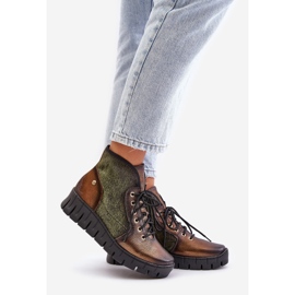 Nahkaiset alusta- ja kiilanilkkurit Maciejka 06702-09 vihreä ja kulta 1