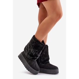 Mustat Lisonea Platform lumisaappaat, joissa on käännetty päällinen 1