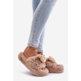 Beige Innalise naisten turkistossut, joissa on nalle ja koriste-elementtejä 1