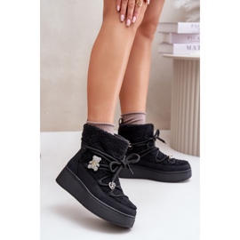 Mustat Almatiza naisten lampaannahkaiset lumisaappaat, joissa on neulat ja turkista 2