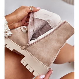 Eristetyt saappaat ekomahkaa vetoketjulla, vaalea beige Caellita 2