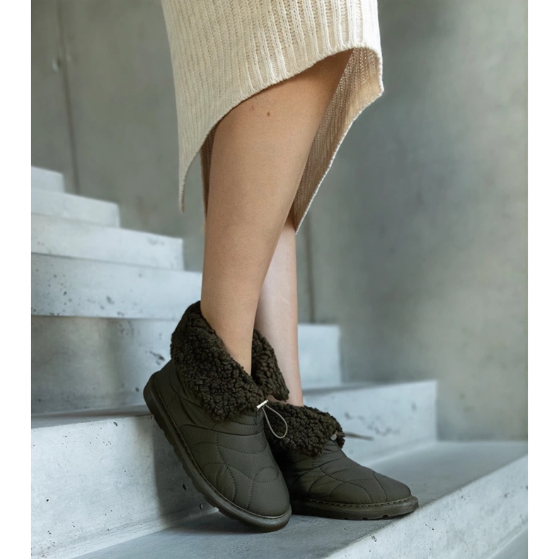 Vihreät eristetyt lumisaappaat Caellita-mansetilla musta 2