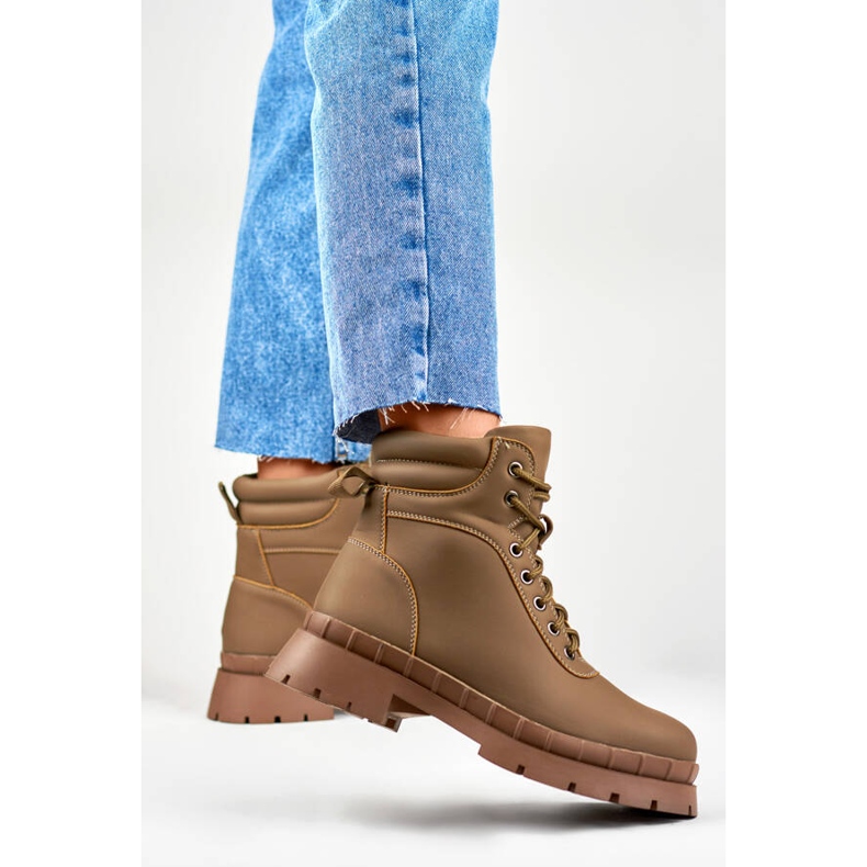 Naisten saappaat, hieman eristetty, ruskea, 8538A-KH beige 2