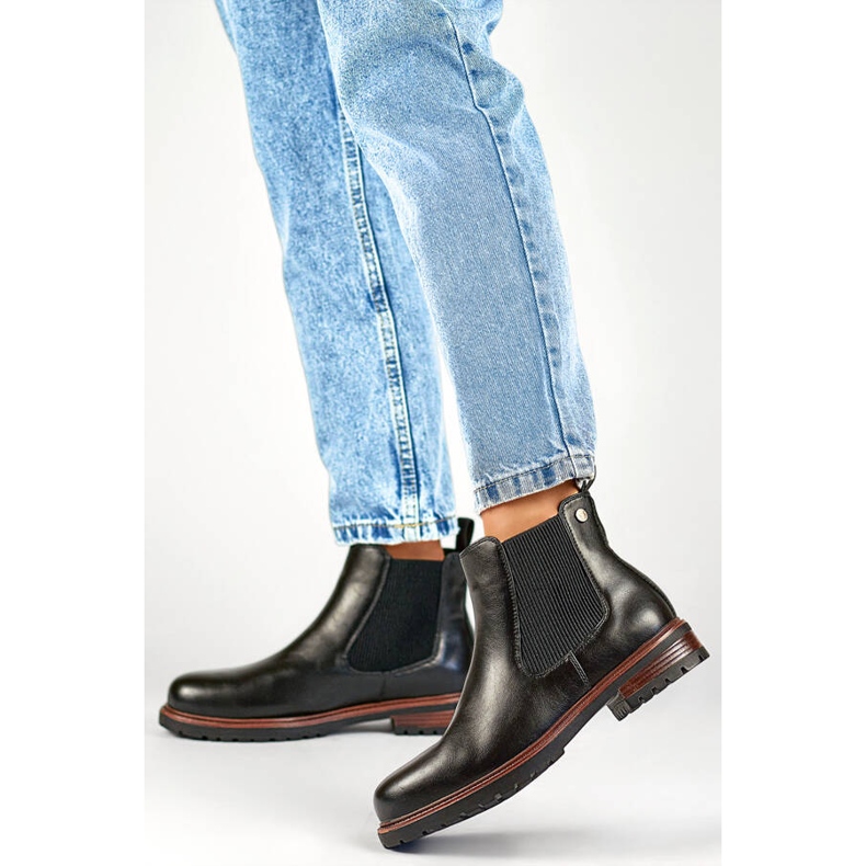 Naisten eristetyt Chelsea-saappaat, mustat GD-WL71B 2