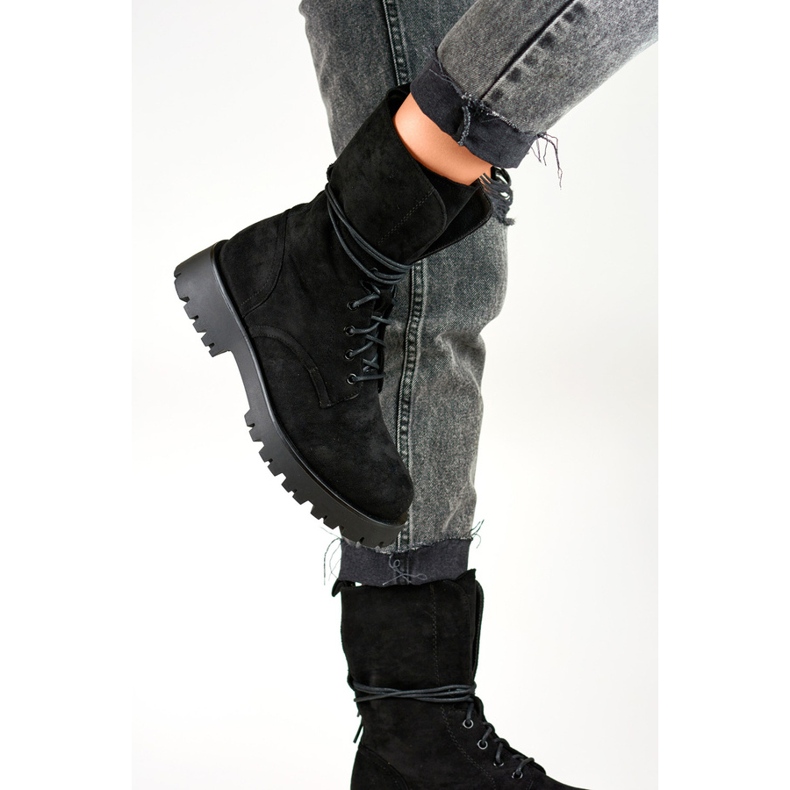 Naisten mokkanahkaiset nilkkurit, mustat DE1051S-B beige 1