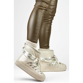 Naisten lumisaappaat, nauhakengät, beige 5754-4BE 2