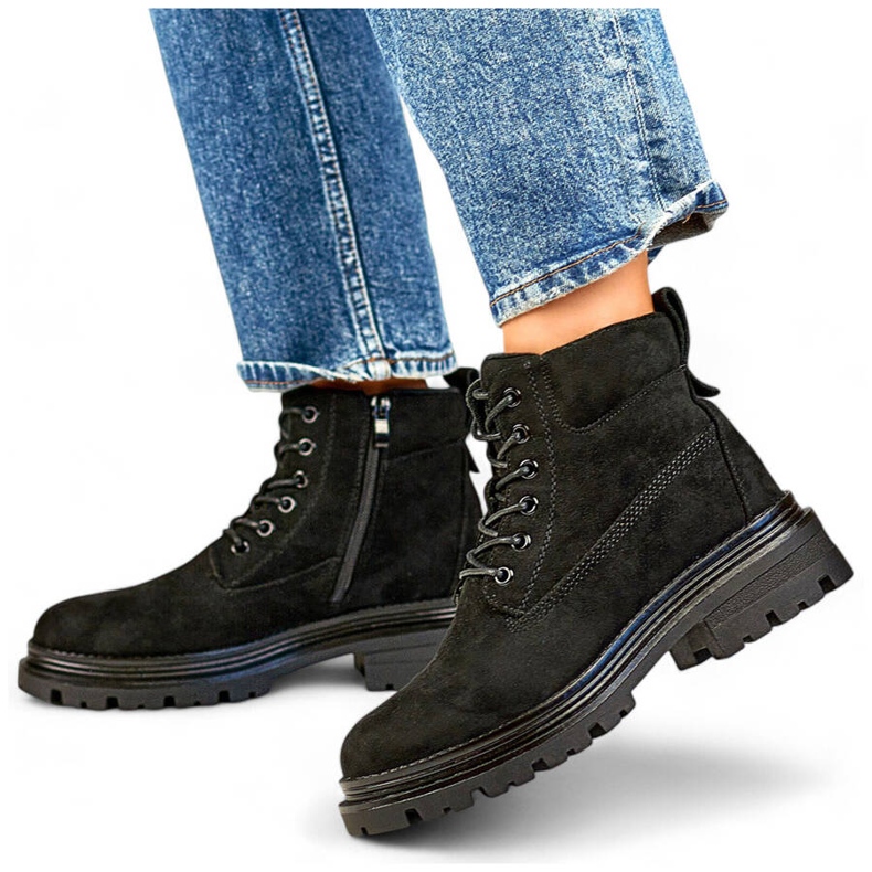 Naisten mokkaeristetyt nilkkurit, mustat A5201B 1