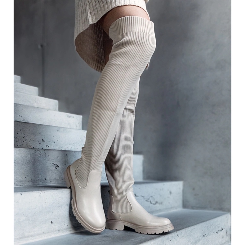 Beiget pitkät saappaat, joissa joustava ylempi Daryl 1