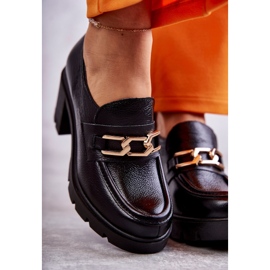 Lemar mustat nahkaiset korkokengät kullalla koristellulla 1