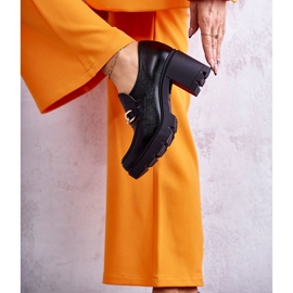 Lemar mustat nahkaiset korkokengät kullalla koristellulla 3