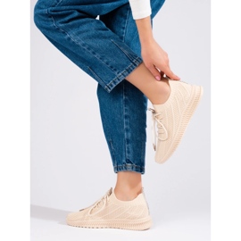 Vaalea tekstiili naisten urheilukengät Shelovet beige 2