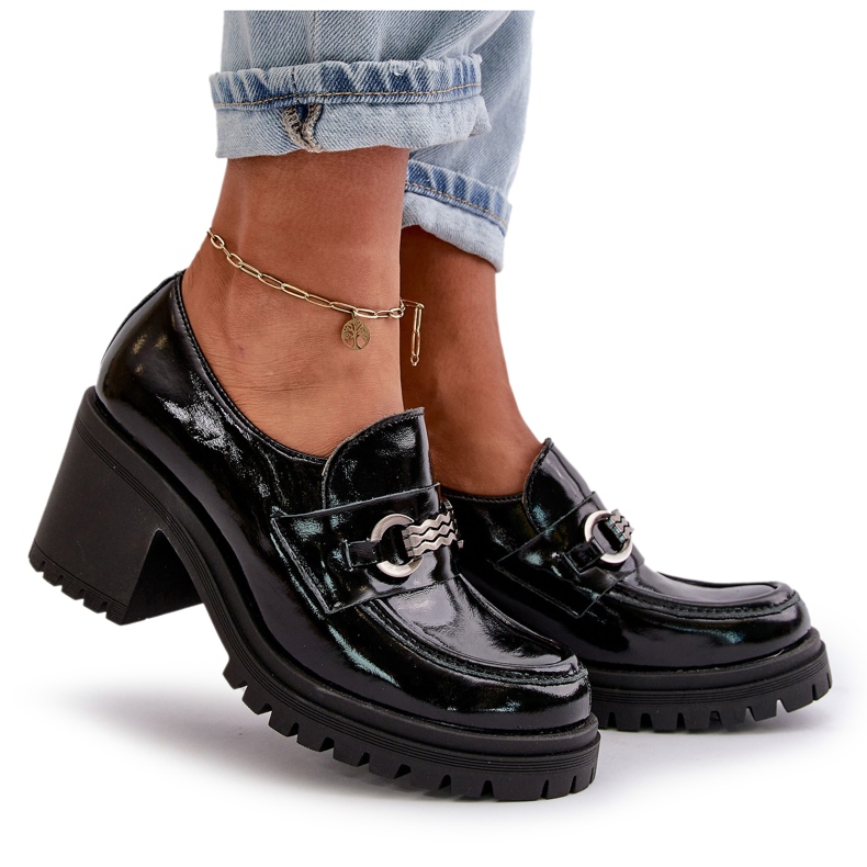 Zazoo 20175 naisten kiiltonahkakengät korkokengät, luonnonnahkaa, musta 5