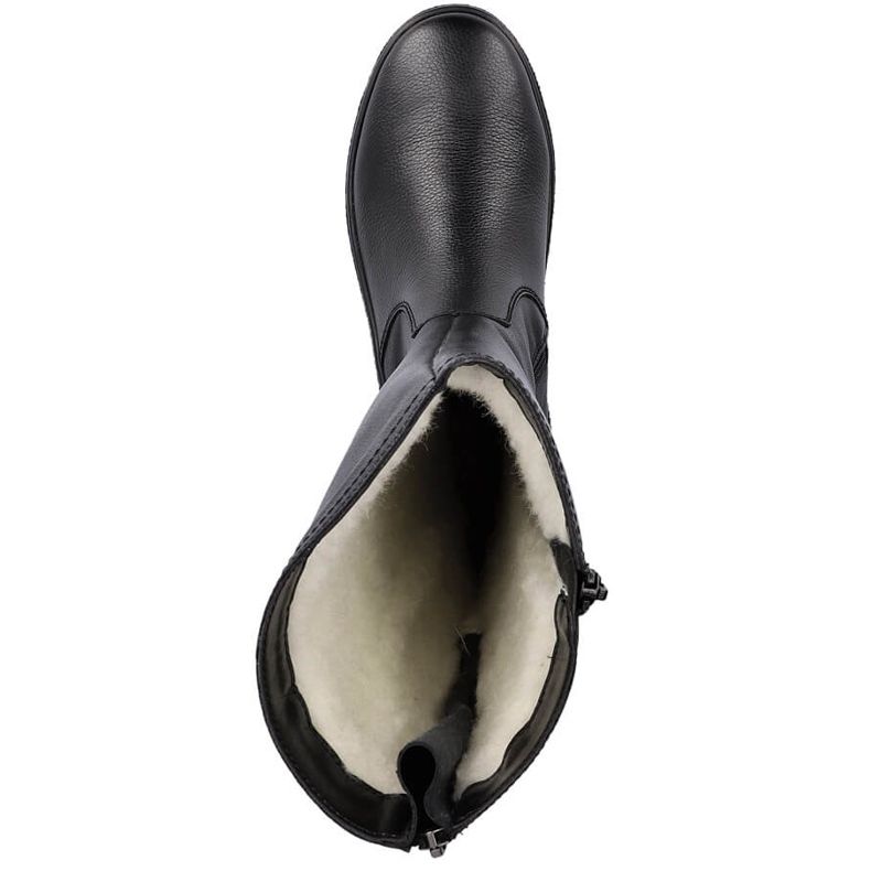 Vedenpitävät nahkaiset lumisaappaat, jotka on eristetty Rieker-lammasvillalla musta 1