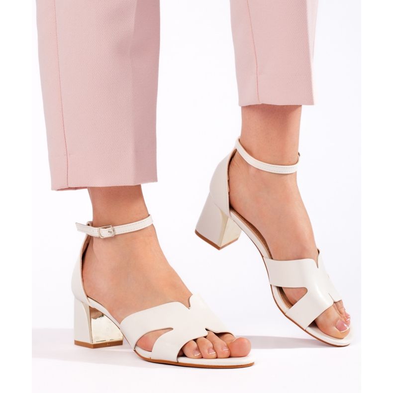 Naisten valkoiset korkeakorkoiset sandaalit valkoinen 1