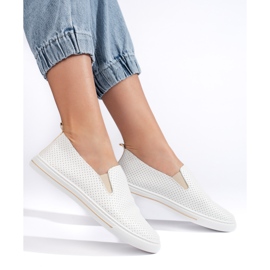 Naisten valkoiset harjakattoiset lenkkarit beige 1