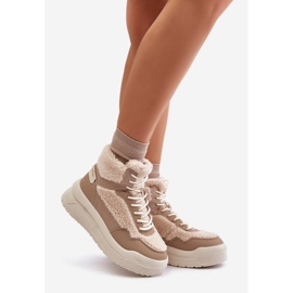 Naisten lenkkarit turkilla lampaannahalla Lee Cooper LCJ-24-47-3146 beige 1